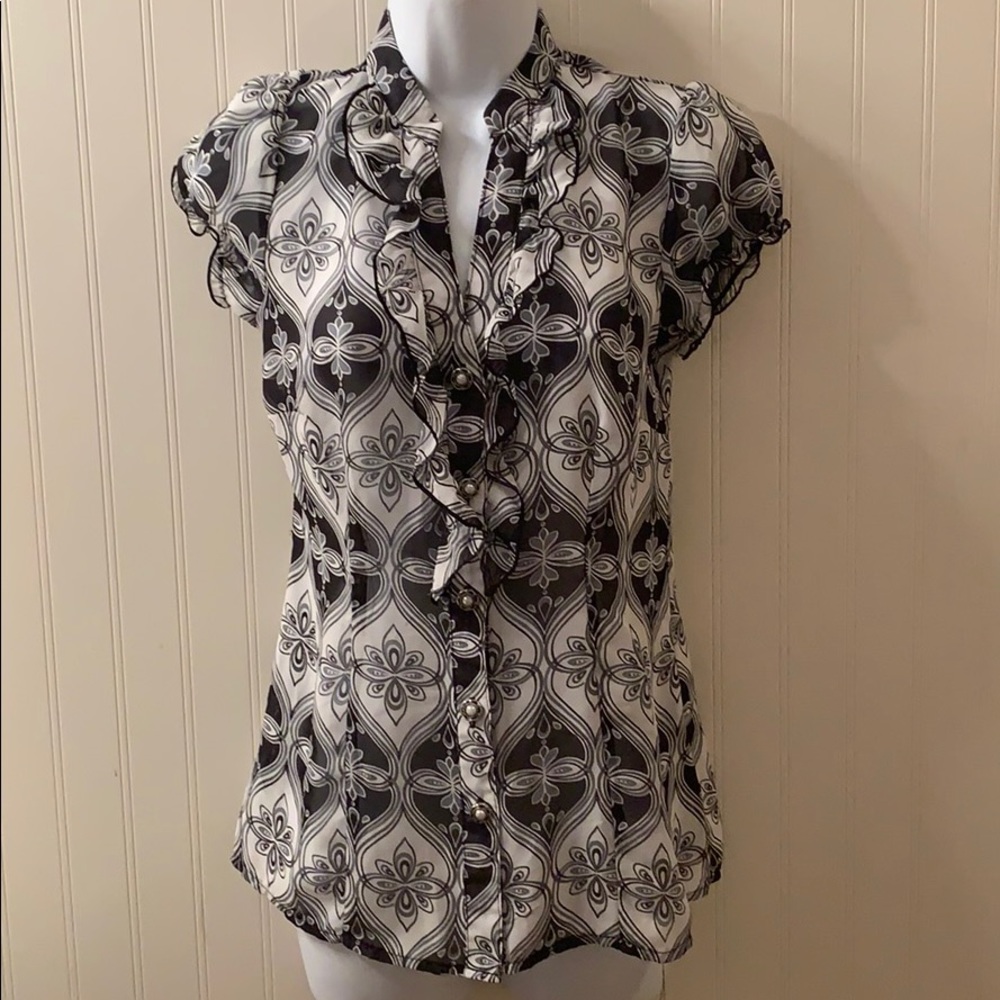 Maurices Black and White Sheer Blouse Size Small